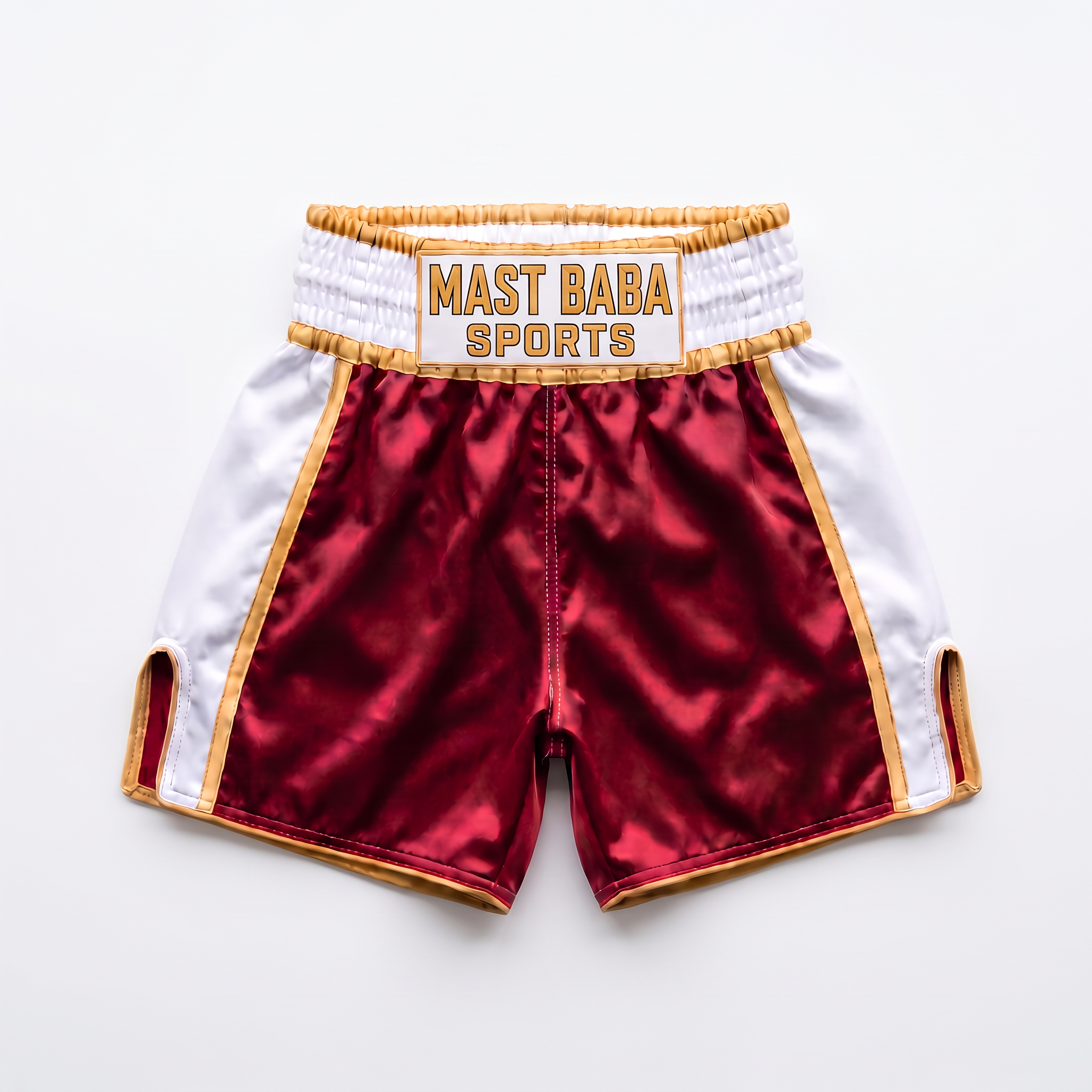 Custom Boxing Shorts Satin Silk Red & White OEM & Private Label